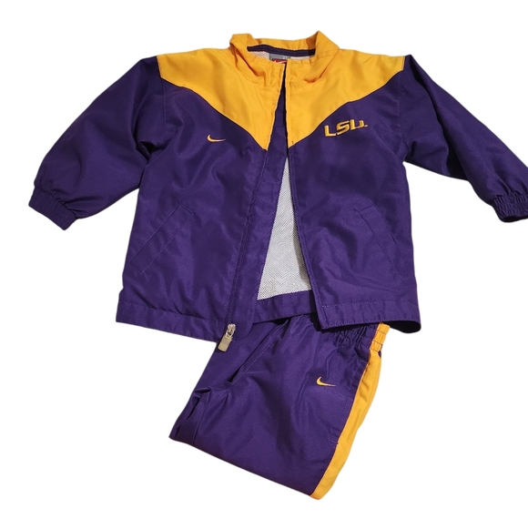 Nike LSU Windbreaker Jacket And Pants Purple & Yellow Kids 2T - Picture 4 of 12